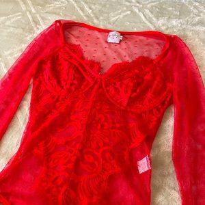 Lingerie Bodysuit Top • Red